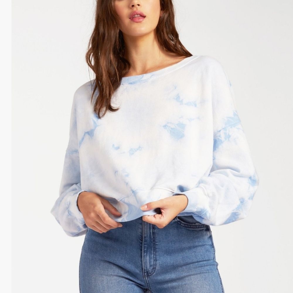 Billabong Lazy Way Pull Over Tie Dye Long Sleeve Relaxed Fit Sweatshirt Large